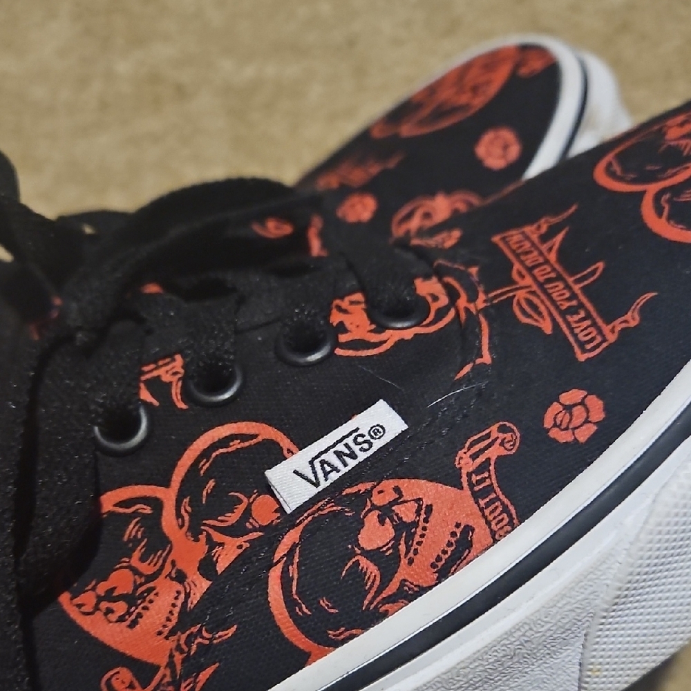 Vans Black and Red Skull Slip-On Sneakers - Picture 6 of 8